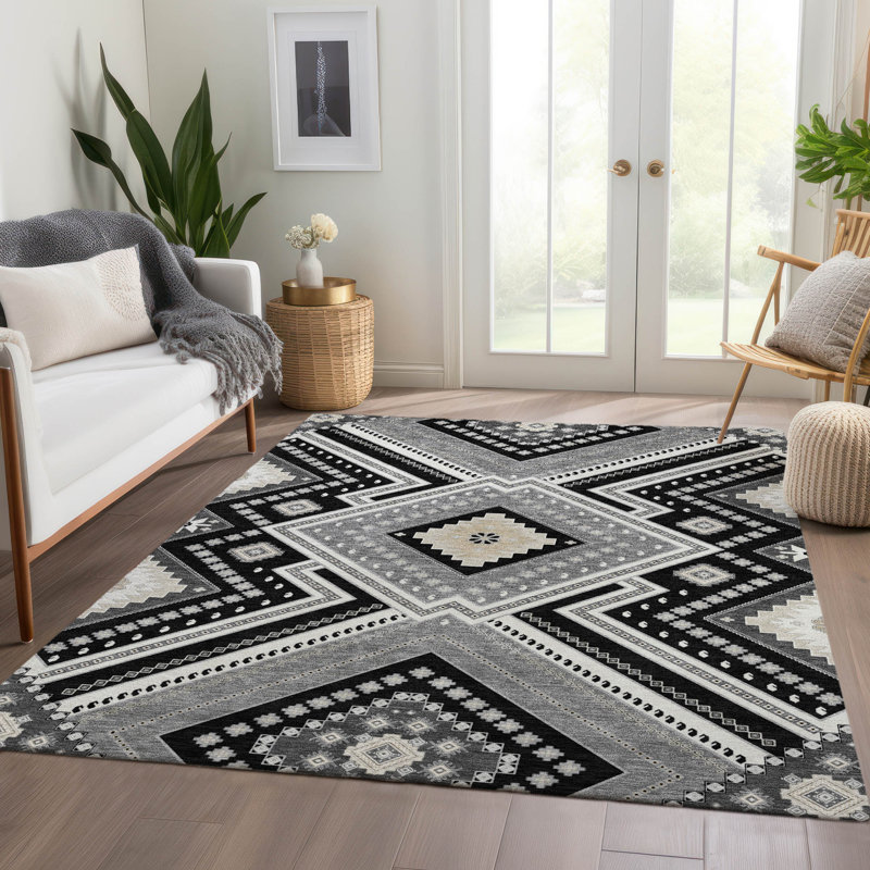 Tapis tribal Premium lavable à la machine Colmenero AMF1010, Rectangle 9 pi x 12 pi