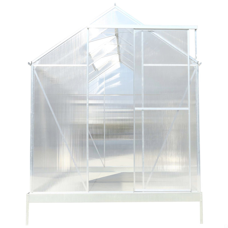 Polycarbonate Greenhouse, Heavy Duty Outdoor Aluminum Walk-In Green House Kit With Rain Gutter, Vent And Door