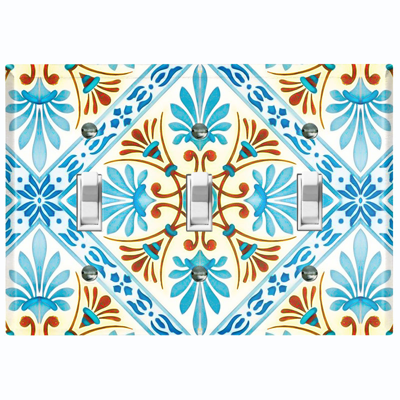 Patterned 3 - Gang Toggle Light Switch Standard Wall Plate