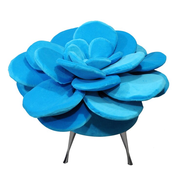 Flower Manufactured Wood + Solid Wood Accent Stool
