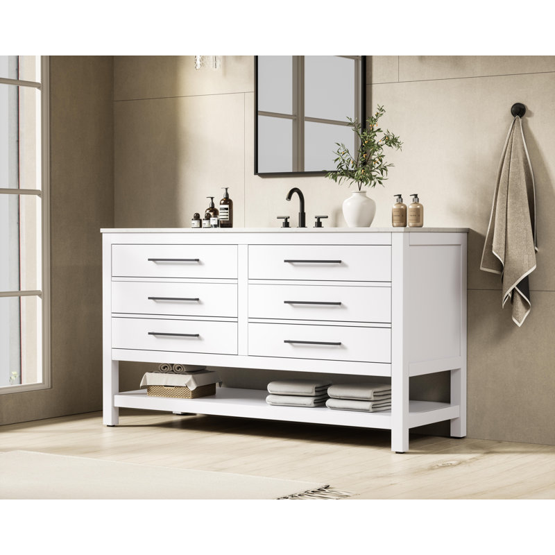 Meuble-lavabo simple 54 po_Moderne_VF60554, Blanc, 60"