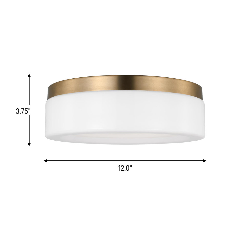 Helmes Single Light Flush Mount, Satin Brass