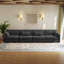 Maelina 4 - Piece Upholstered Grey Corduroy Modular Sectional Sofa with Pillow Back and Solid Wood Legs-652754629-652754630