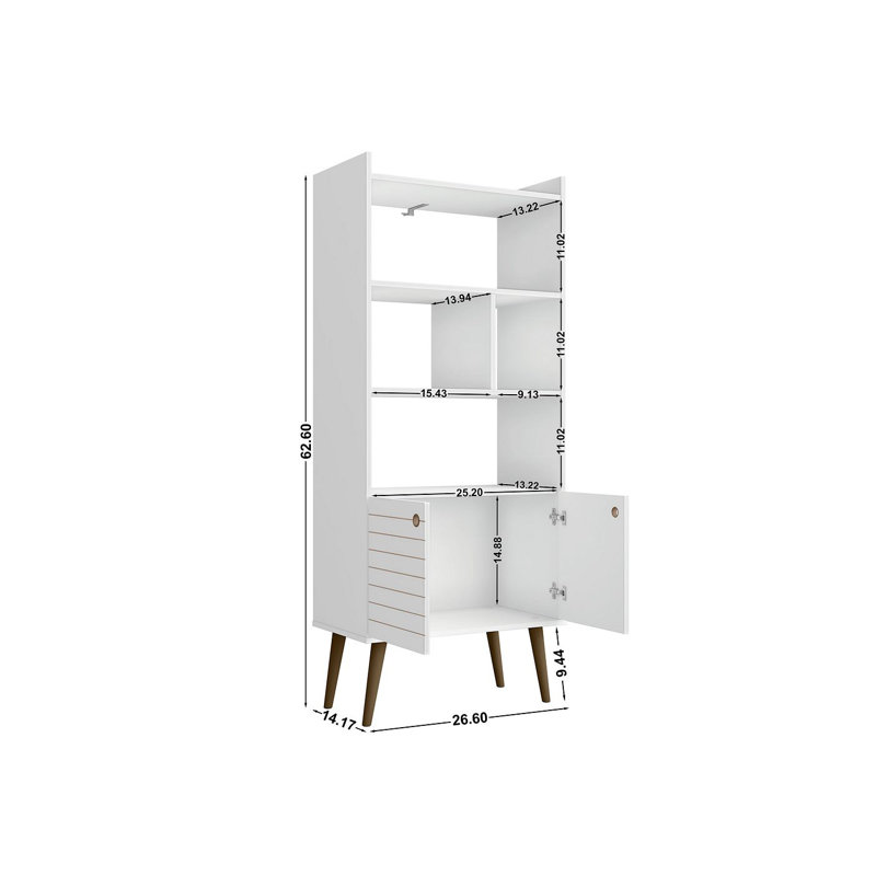 Helaina Geometric Storage Bookcase, White