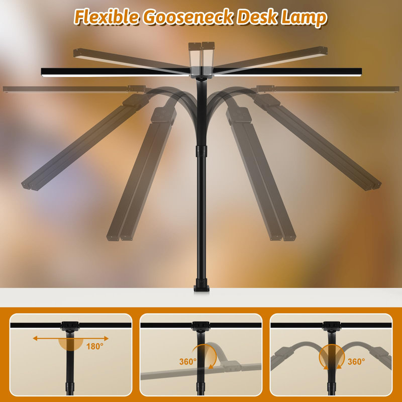 Double Head LED Desk Lamp With Remote Control For Home Office 24W Brightest Computer Desk Light For Workbench Drafting Architect Study Reading With Anti-Glare Cover
