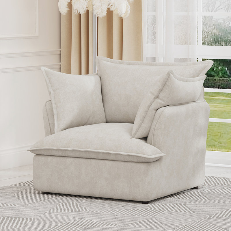 Fauteuil d'appoint moderne Modern, Chenille beige