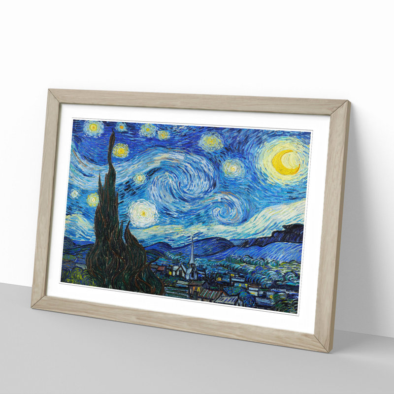 The Starry Night by Vincent Van Gogh - Picture Frame Painting, Oak Framed, 48cm H x 65cm W x 2cm D