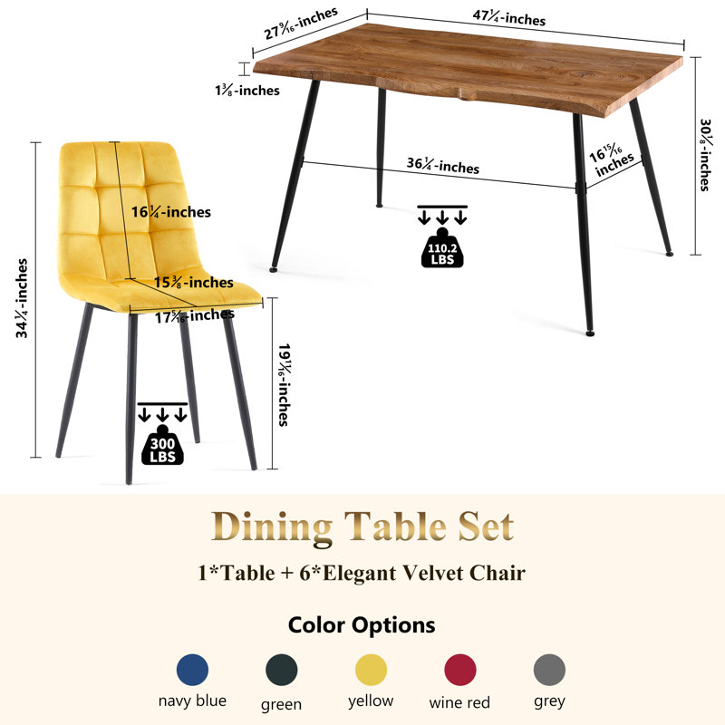 Lawanda Dining Table Set With 4 Chairs, Yellow