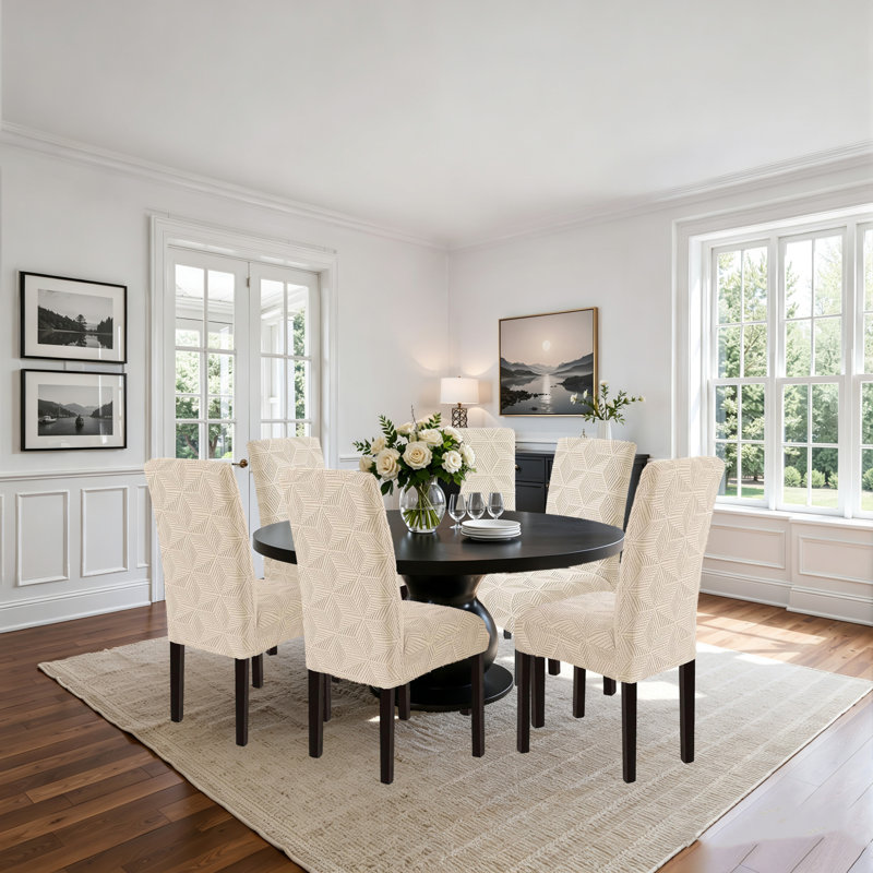 Housses de chaises de salle à manger extensibles pour chaises Parsons, ensemble de 6, Beige