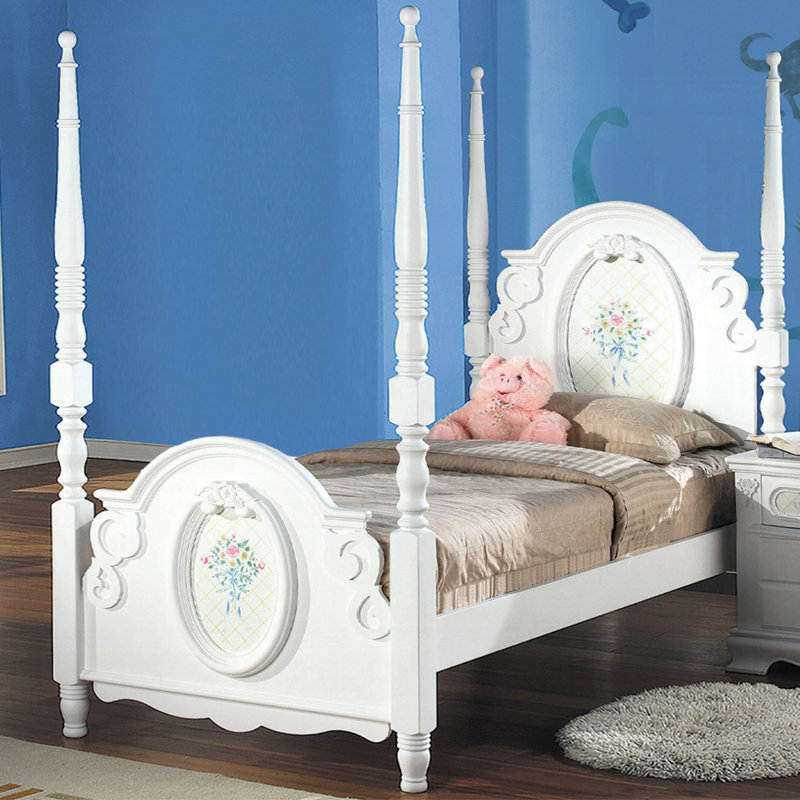 Wooden Full Bed With Arched Headboard In White Finish