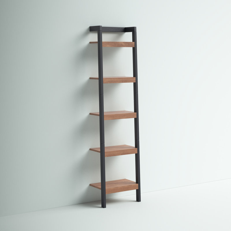 Alexzander Ladder Bookcase, 72.44'' H x 18.11'' W, Natural/Charcoal