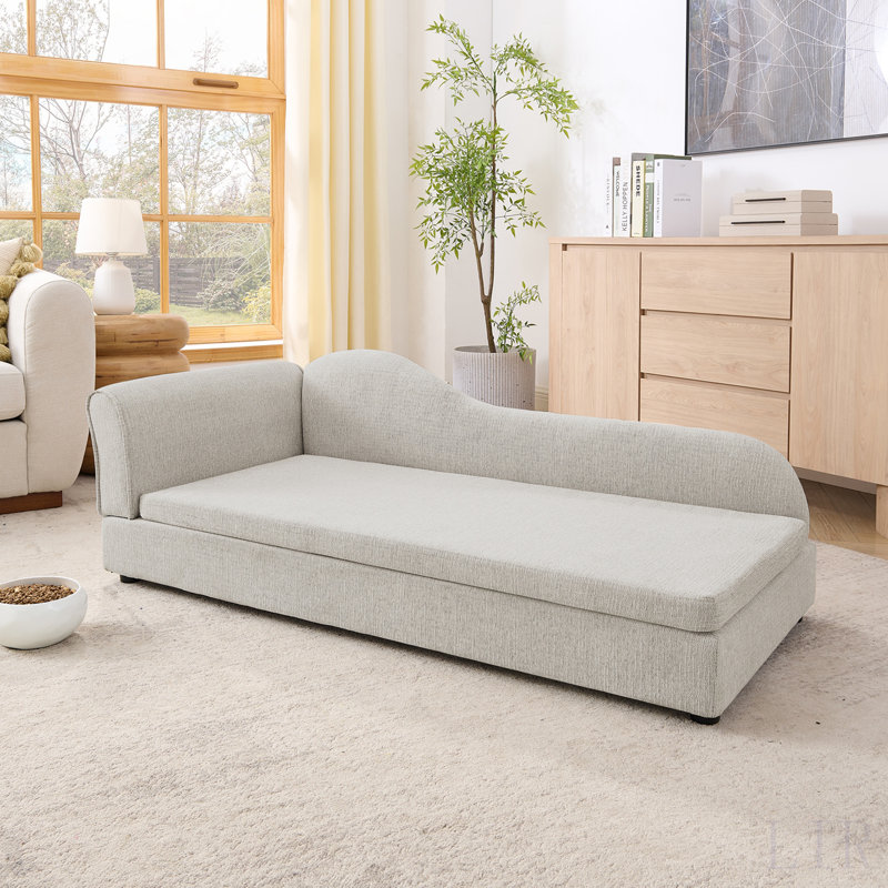 Canapé surdimensionné pour chiens de taille moyenne / grande - dossier moderne à vagues irrégulières, accoudoir simple, tissu en lin respirant de qualité supérieure, coussin moelleux et pieds en plastique bas