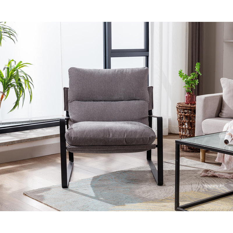Upholstered Armchair, Gray Linen