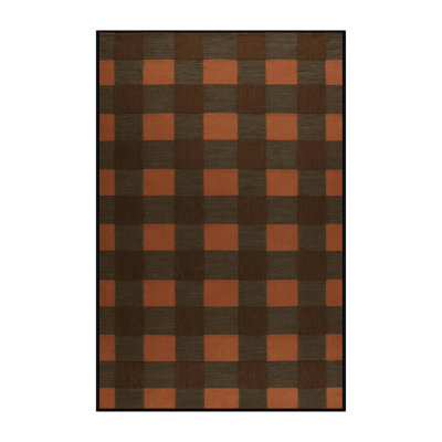 Tapis brun à carreaux lavable à la machine