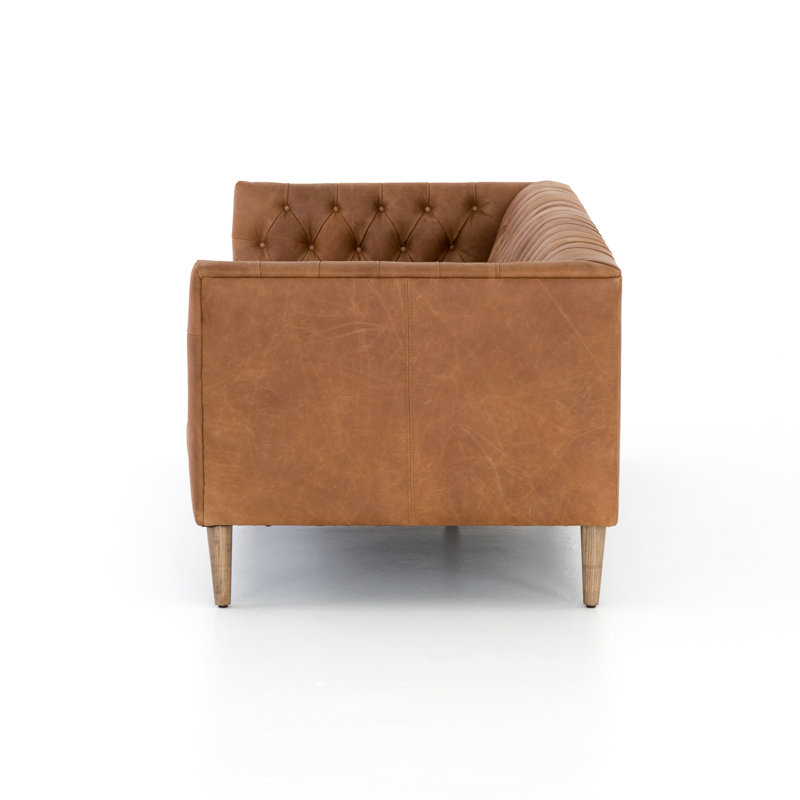 Williams Leather Sofa-75"-Nat Wash Camel, Natural Washed Camel Genuine Leather