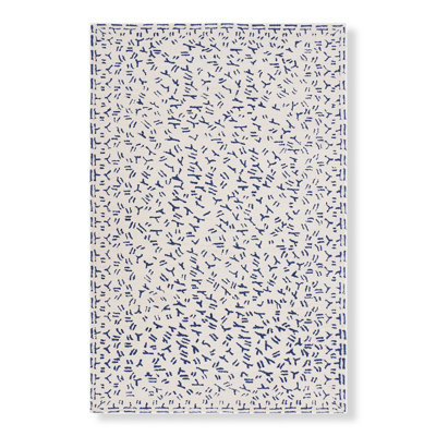 Tapis ivoire / cobalt touffeté à la main Anthozoa