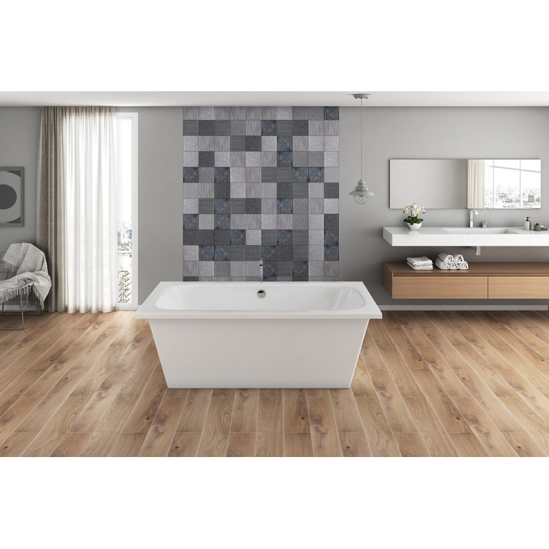 Natadola 66" x 36" Freestanding Soaking Acrylic Bathtub, White