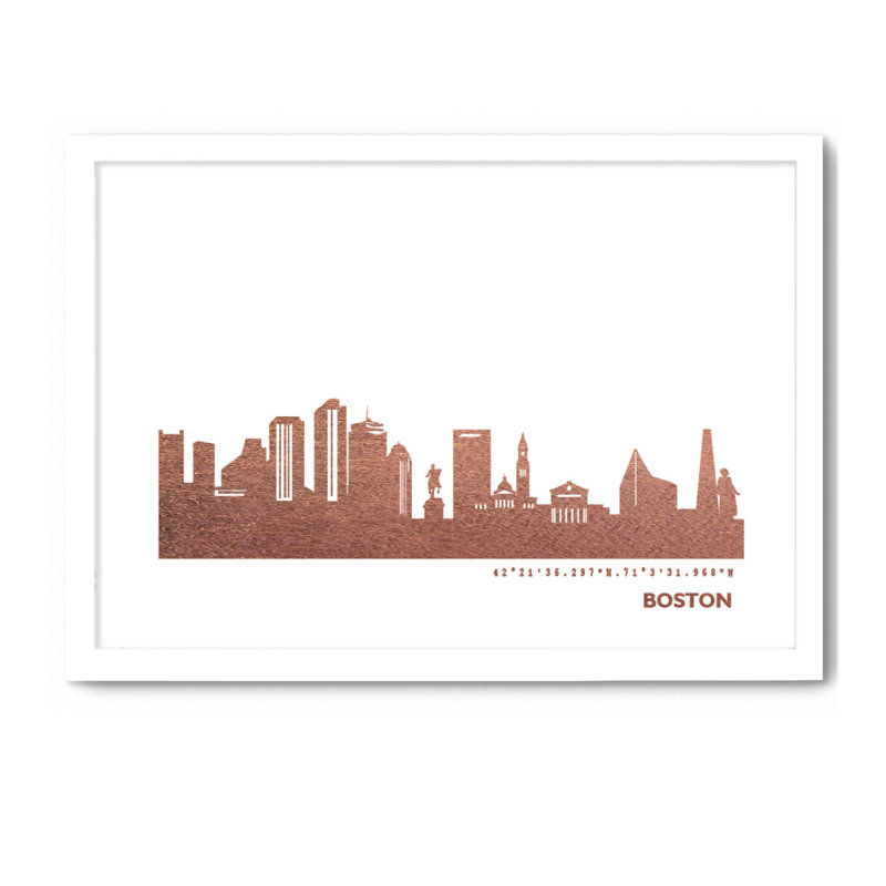 Boston Boston Skyline - Single Picture Frame Print, 33cm H x 43cm W x 4cm D