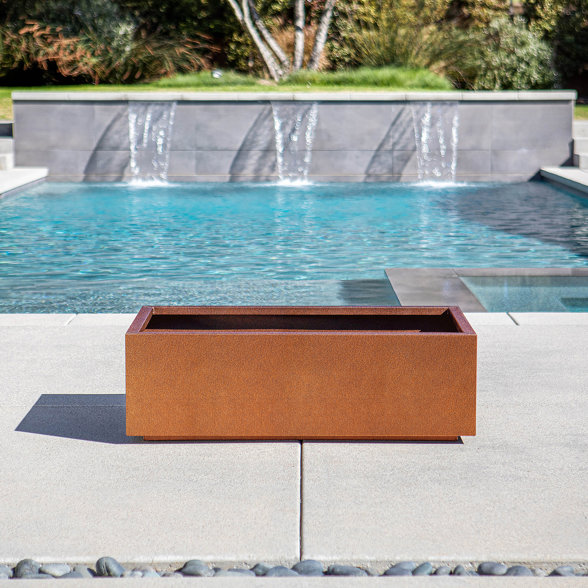 Corten Steel Series Long Box Planter, 16.25" H x 42" W x 24" D