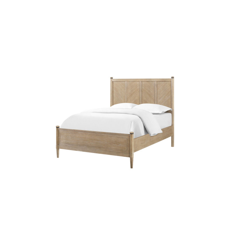 Grand lit à finition sable pour chambre à coucher - Style transitionnel décontracté