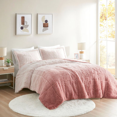 Couette en fausse fourrure Blush Twin/Twin XL - Ombré, chaude, confortable, douce, lavable à la machine, très chaude, confortable