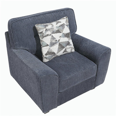 Chaise de salon en tissu chenille durable avec coussin décoratif bleu, design contemporain, 1pc