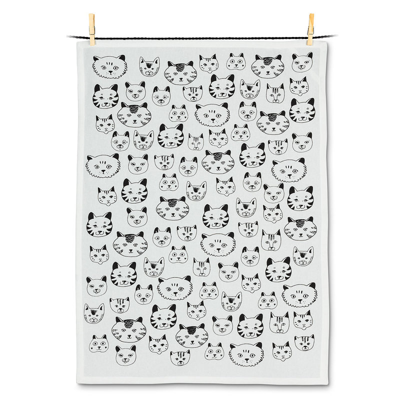 Serviette de thé Simple Face de chat