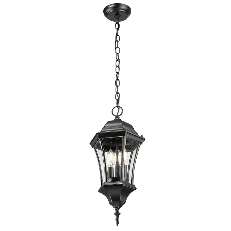 Francesca Lane 3 - Light Outdoor Hanging Lantern, Matte Black