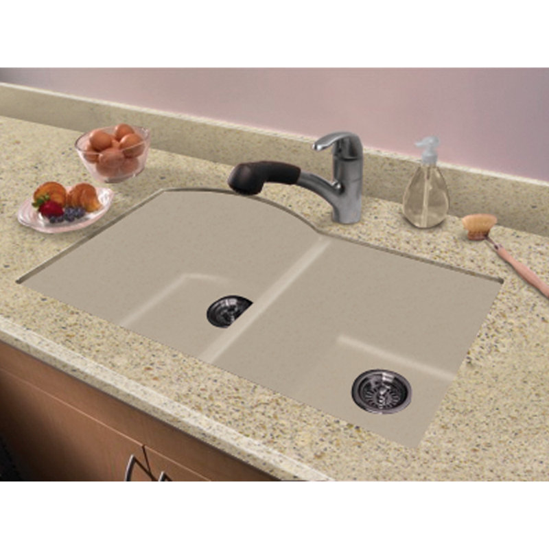 Aversa 31.75'' L Double Bowl Kitchen Sink, Cafe Latte