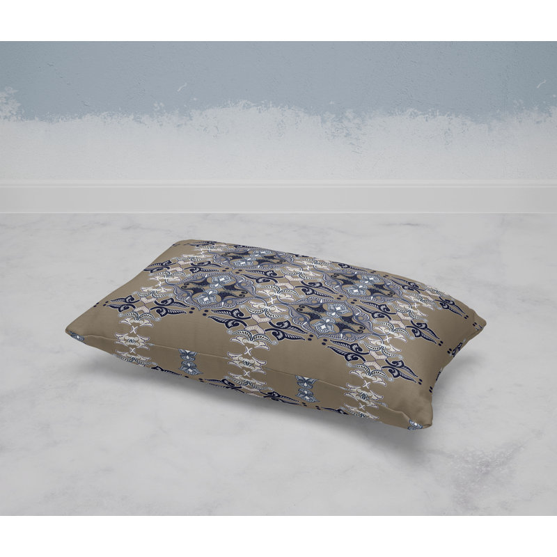 Floral Elegance  Rectangular Throw Pillow, Blue/Brown