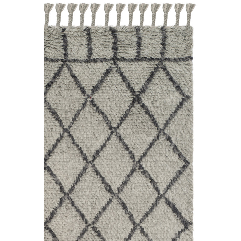 Aderonke Hand Tufted Wool/Cotton Geometric Rug in Gray, Rectangle 6' x 9'