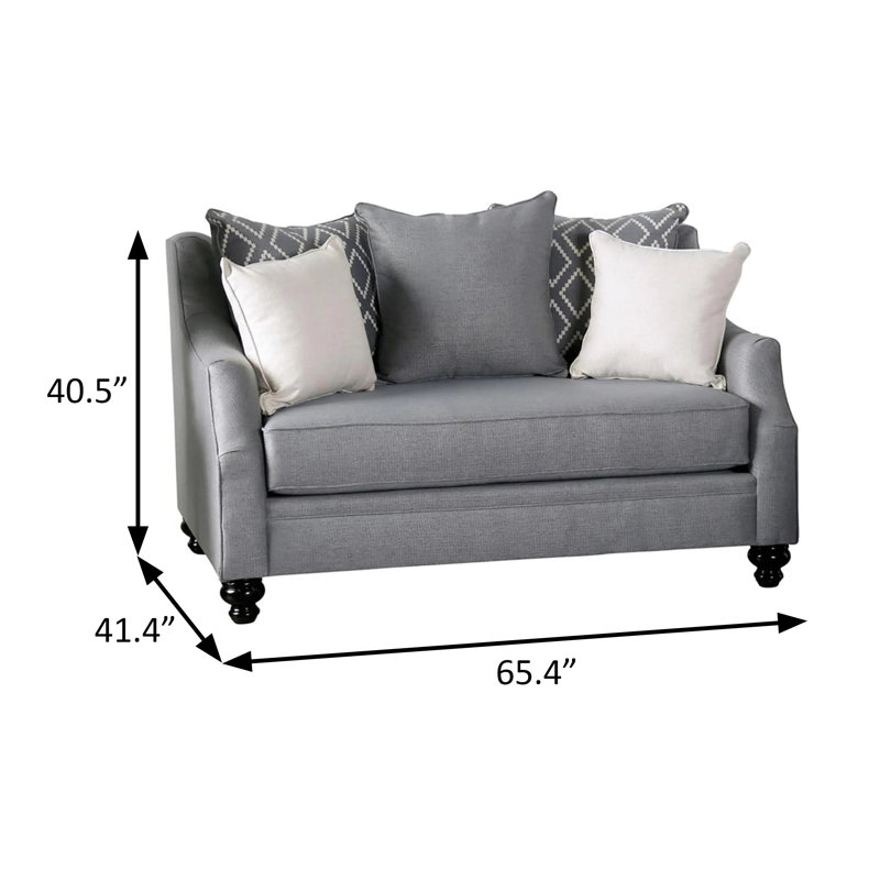 Causeuse transitionnelle l 65,4 po, gris, Gris