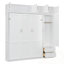 Grand lit escamotable mural avec armoire supérieure, tablettes et garde-robe-777623828
