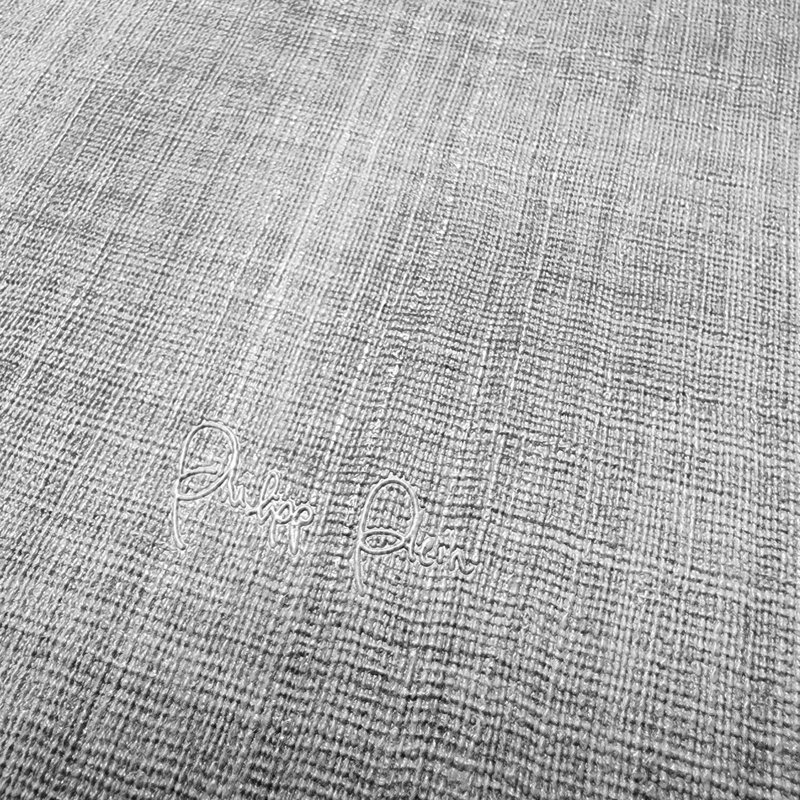 Kaytor Gray Silver Metallic Woven Faux Fabric Grass Sack Cloth Plain Wallpaper