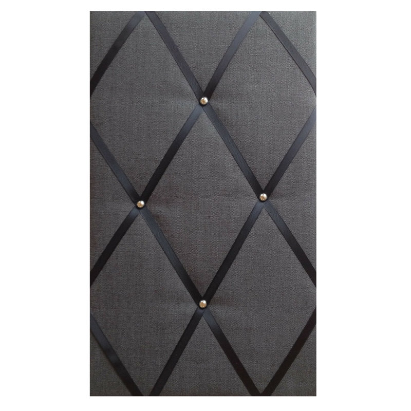 Fabric Covered, 48cm H x 28cm W, Black/Chrome
