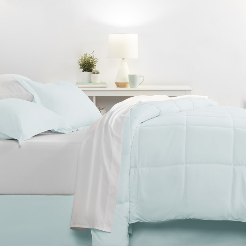 Aqua Blue Full Size Microfiber Bed in a Bag Set