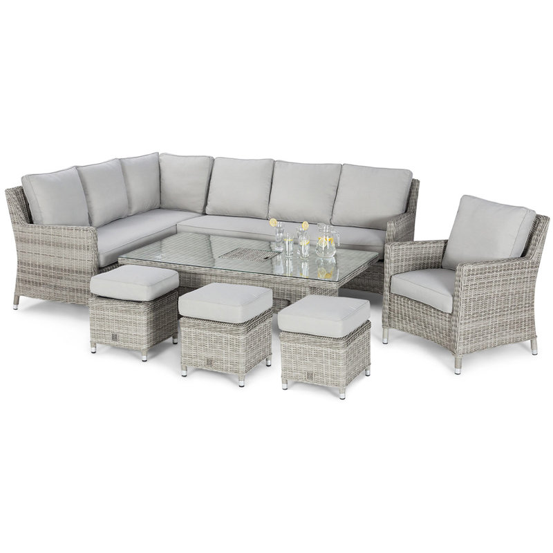 Errado Rattan Corner Dining Set - with Armchair, Ice Bucket & Rising Table
