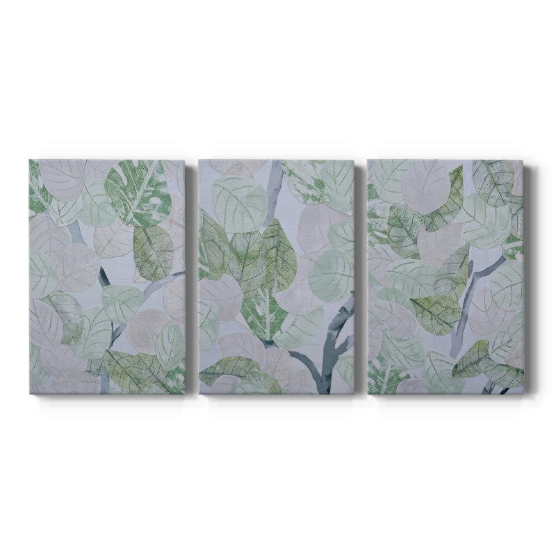 Aspen Spring Leaves I - Toile tendue avec châssis sur mesure - 3 pièces, H 48 po x l 96 po
