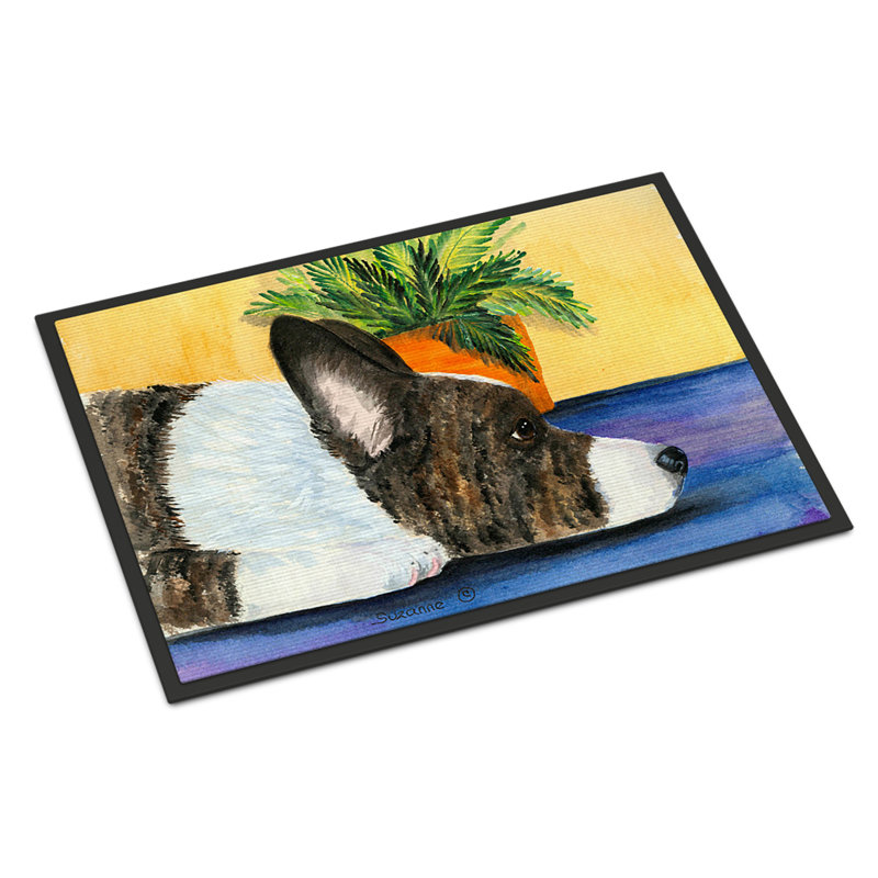 Tapis de porte d’intérieur anti-dérapant corgi, Rectangle 1 pi 6 po x 2 pi 3 po