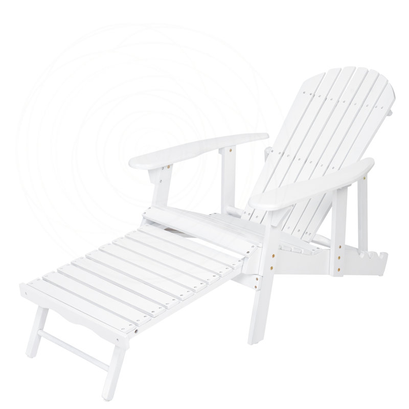 Chaise Adirondack pliante rustique avec bois d'acacia, Blanc