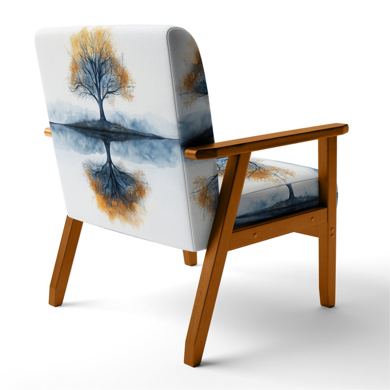 Chaise rembourrée Tree - Fauteuil Abstract Tree Reflection II, Accoudoirs carrés bruns