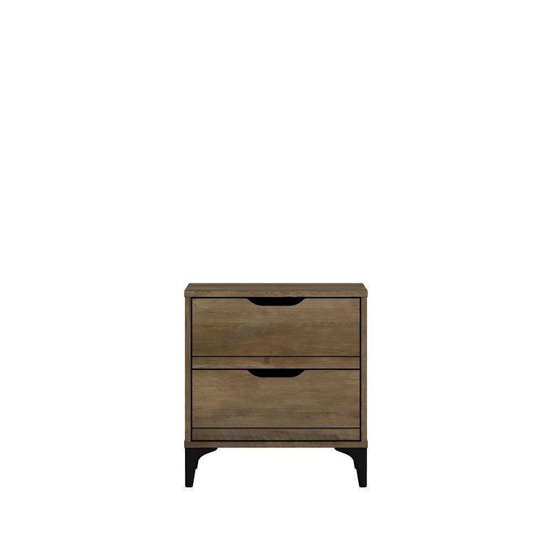Table de chevet 2 tiroirs Norcross, Brun