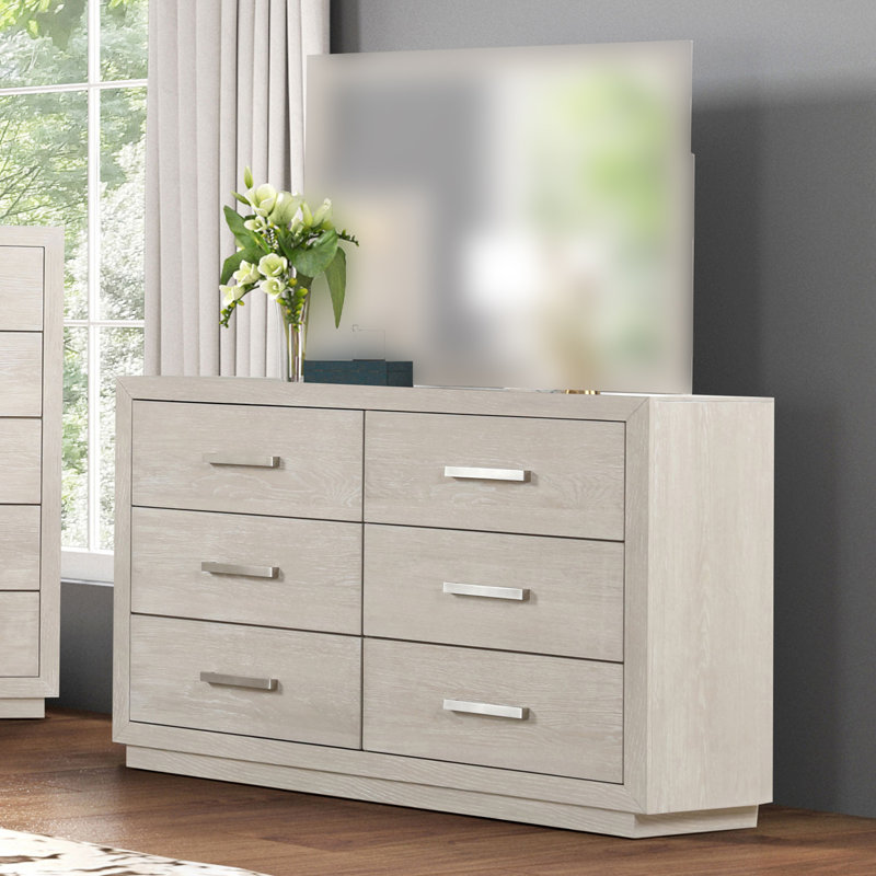 61.6" W Transitional Dresser, Light Gray