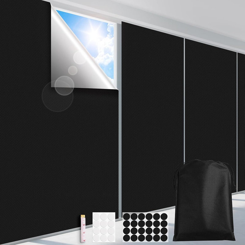 Rideaux occultants portatifs pour la chambre à coucher - couvre-fenêtre 100% bloquant la lumière, abat-jour occultant en tissu découpable pour les voyages, la salle multimédia et le dortoir,