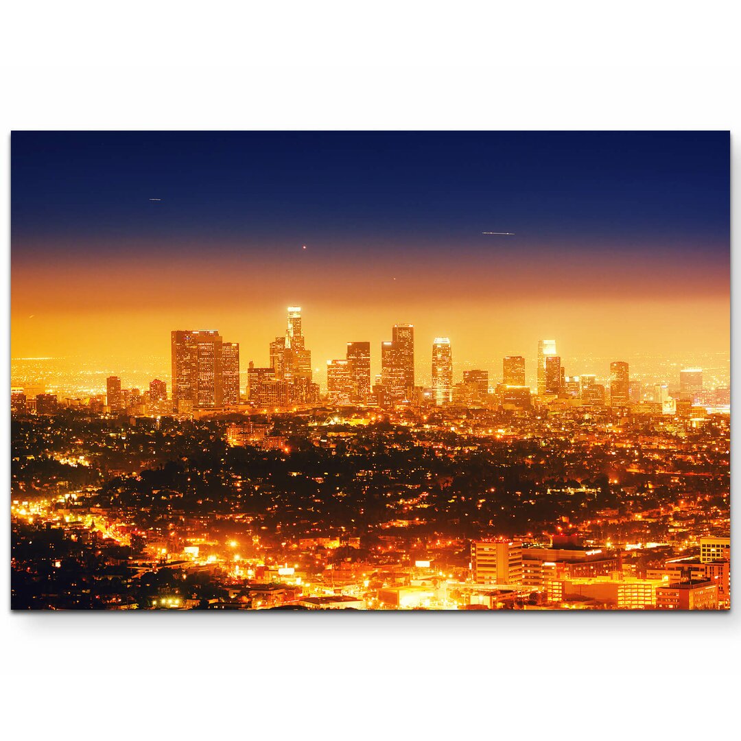 Leinwandbild Panorama von Los Angeles bei Nacht