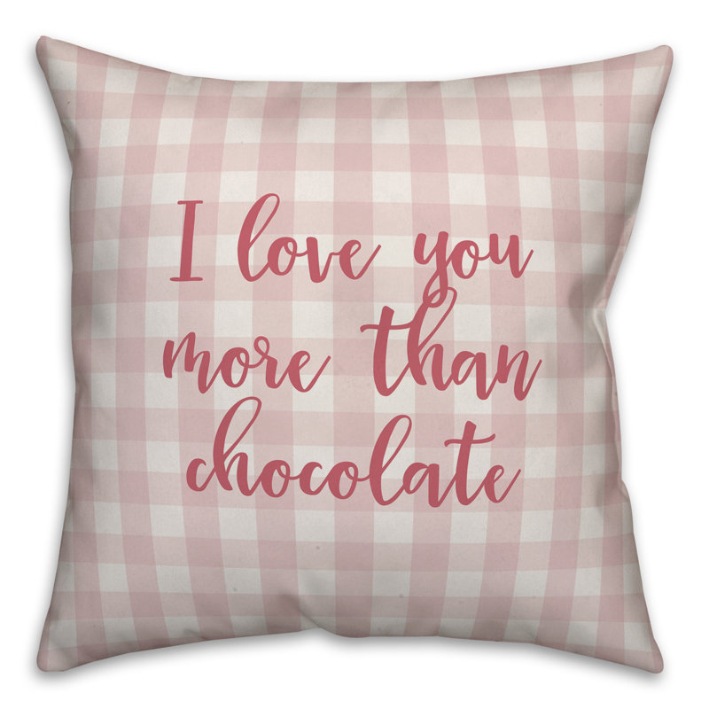  Coussin décoratif I Love You More Than Chocolate, Housse de coussin, Rose
