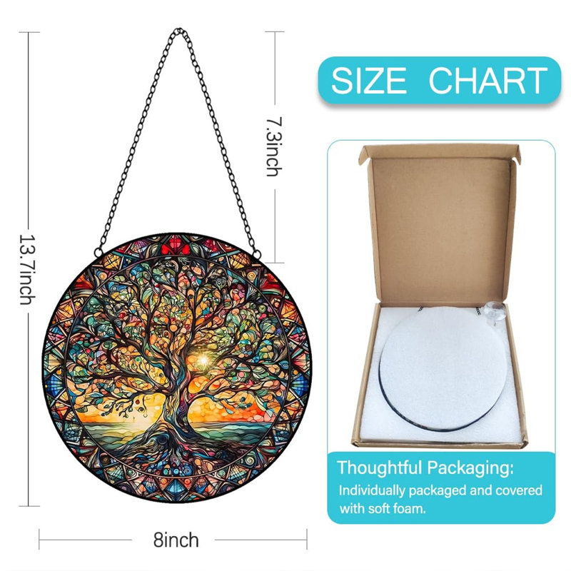 Accroche-fenêtre en vitrail Tree of Life Suncatcher