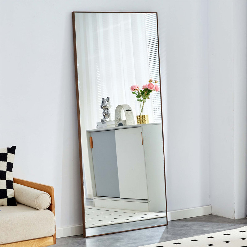 Miroir pleine longueur à cadre en bois massif de quatrième génération, idéal pour les chambres à coucher, les vestibules et les magasins de vêtements, facile à installer, 71 po