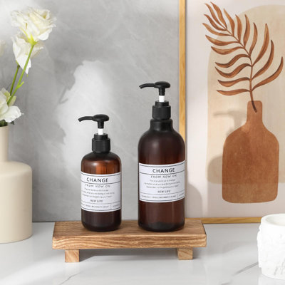 Plateau de salle de bain en bois, style ferme, porte-savon de cuisine, brun, imperméable, léger, facile à nettoyer, petit support sur pied en bois, accessoire de bureau, coiffeuse, comptoir, lavabo