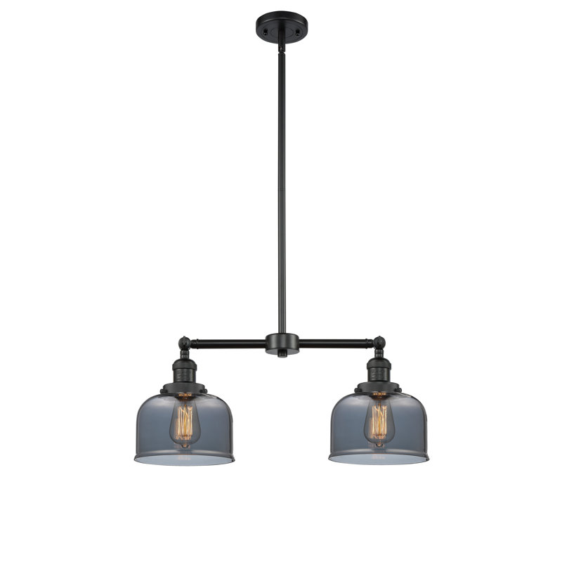 Large Bell 8" - 2 Light 21" Island Light, Plated Smoked, Matte Black, LED